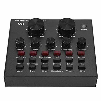 Picture of Sound Card, Broadcast Card, V8 Second Generation Audio External USB Headset Microphone Mobile Computer PC Live Sound Card Black
