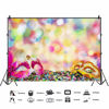 Picture of DORCEV 10x6.5ft Mask Photography Backdrop Carnival Party Masquerade Party Birthday Party Background Golden and Pink Mask Black Colorful Spot Kids Children Adult Photo Video Studio Props