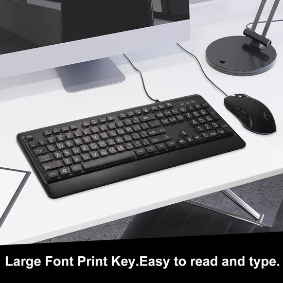 GetUSCart- Backlit Wired Keyboard and Mouse Combo, Large Print Keyboard ...