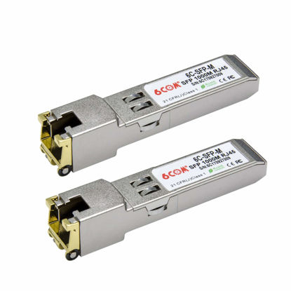 Picture of 6COM 1000Base-T Gigabit SFP to RJ45 Copper Module, 1.25G SFP-T Transceiver, SFP to Ethernet, for Cisco GLC-T/SFP-GE-T, Ubiquiti, Netgear, D-Link, Supermicro, CAT5E/CAT6 up to 100m 2Pack