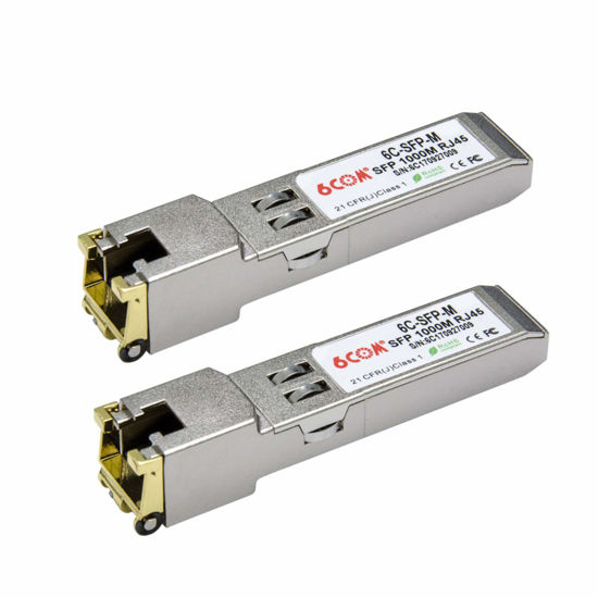 Picture of 6COM 1000Base-T Gigabit SFP to RJ45 Copper Module, 1.25G SFP-T Transceiver, SFP to Ethernet, for Cisco GLC-T/SFP-GE-T, Ubiquiti, Netgear, D-Link, Supermicro, CAT5E/CAT6 up to 100m 2Pack
