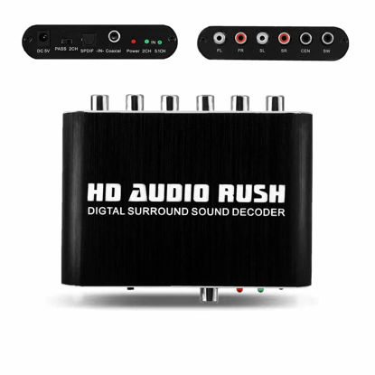 Picture of Audio DTS Converter, 5.1 CH RCA Digital Fiber-Optic Coaxial to Analog with Coaxial Cable for Vga Monitors, TV Boxes, Power Adapters, 5.1 Audio, Projectors - Black(us)
