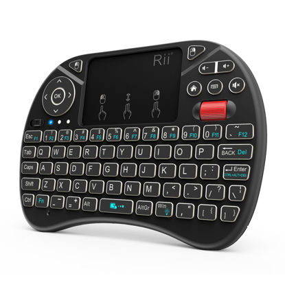 Picture of Rii Mini Wireless Keyboard, i8X Portable 2.4GHz Wireless Keyboard with Touchpad Mouse, LED Backlit, Rechargable Li-ion Battery-Black