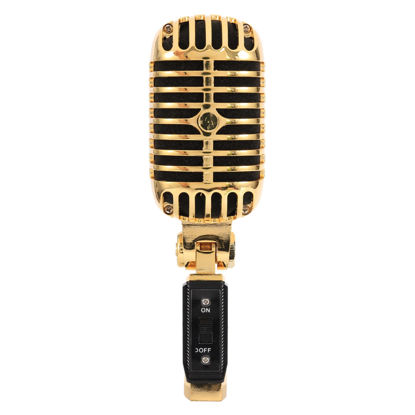 Picture of Beuiouer Professional Wired Vintage Classic Microphone Dynamic Vocal Mic Microphone for Live Performance Karaoke(Gold), 500288609A1