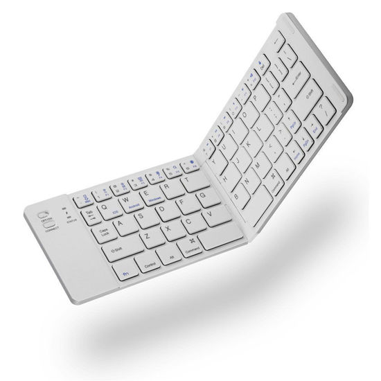 Picture of Bluetooth Keyboard, Portable Keyboard Magnetic Folding Keyboard with Stand Holder and Protective Case Compatible with iOS/Android/Windows Tablets, Smartphones, Laptops, PC and More