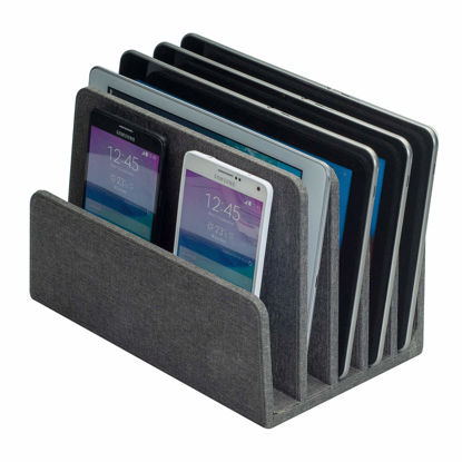 Picture of MobileVision Multi Device Stand & Organizer for Smartphones, Tablets and Laptops, Executive Dark Gray, 5 Slots