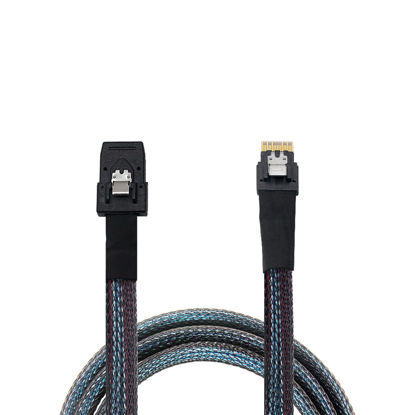 Picture of Heretom 2PCS SFF-8654 to SFF-8087, Slim Line SAS 4.0 SFF-8654 4i 38 Pin Host to Mini SAS 4i SFF-8087 36 Pin Target Cable 1.6FT Black