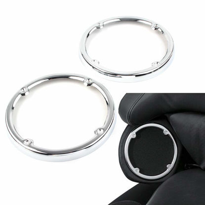 Picture of Three T Rear Tour Pak Speaker Trim Compatible with For Harley Electra Glide FLHTCU FLHTCUL, Ultra Limited FLHTK FLHTKL, Road Glide FLTRU, Tri Glide FLHTCUTG 2014-2019, Chrome