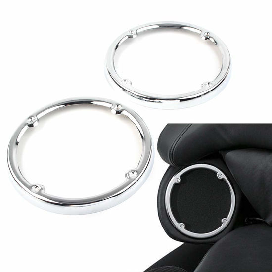 Picture of Three T Rear Tour Pak Speaker Trim Compatible with For Harley Electra Glide FLHTCU FLHTCUL, Ultra Limited FLHTK FLHTKL, Road Glide FLTRU, Tri Glide FLHTCUTG 2014-2019, Chrome