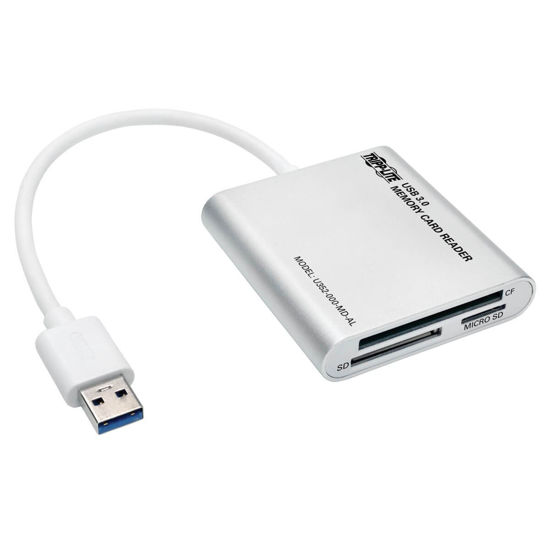 Picture of Tripp Lite USB 3.0 SuperSpeed Multi-Drive Memory Card Reader/Writer 5Gbps Aluminum Case (U352-000-MD-AL), Multi Color