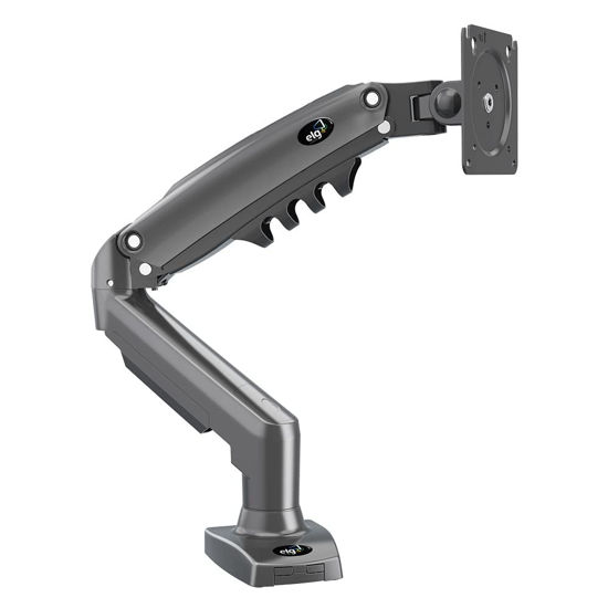 Picture of ELG Full Motion Swivel Single Monitor Desk Mount Stand: Empower Your Workspace with Unmatched Flexibility for 17” to 35'' Displays (4.4lbs to 19.8lbs Load) - F80N Model in Striking Black