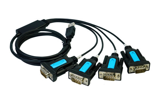 Picture of TECHTOO 4 Port Professional FTDI CHIP USB to Serial RS232 DB9 Adapter Converter Serial Cable 9-Pin Male to Male with Thumbscrews (W/Thumbscrews, 4 RS232 Port)