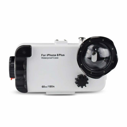 Picture of MEIKON Waterproof Case for iPhone 8 IPX8 195FT/60M O Ring Seal with Angle Lens and Two Filters White