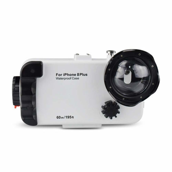Picture of MEIKON Waterproof Case for iPhone 8 IPX8 195FT/60M O Ring Seal with Angle Lens and Two Filters White