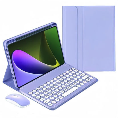 Picture of kaidisen Keyboard Case for iPad Mini A17 Pro 2024/2021 iPad Mini 6th Gen 8.3-inch Case with Keyboard and Bluetooth Mouse, Detachable Candy Color Keyboard Cover Round Key,Purple