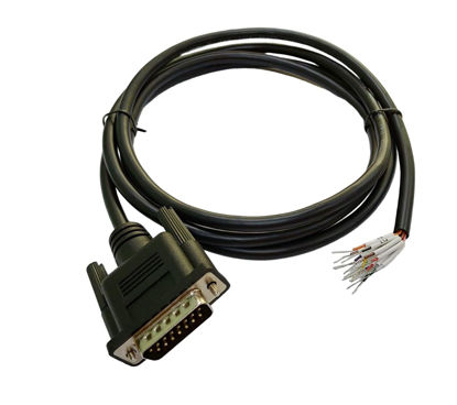 Picture of CompuCablePlusUSA.com Best Industrial Serial DB15 D-Sub15 Pin Male RS232 Serial Cable with Bare Wire - 28 AWG with Black PVC Jacket (Male, 25 Feet)