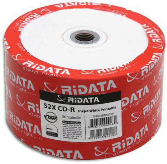 Picture of Ridata 200 Ritek 52X CD-R 80min 700MB White Inkjet Hub Printable