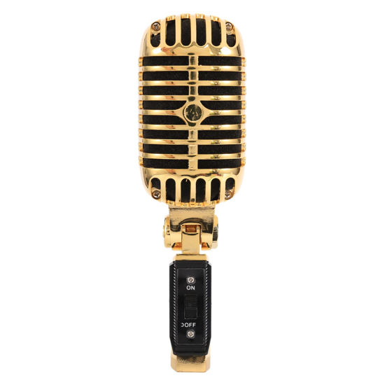 Picture of Kqcibz Professional Wired Vintage Classic Microphone Dynamic Vocal Mic Microphone for Live Performance Karaoke(Gold), 500288609A1