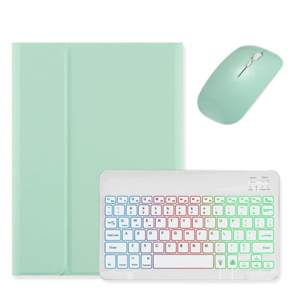 Picture of kaidisen Backlit Keyboard for Galaxy Tab A7 10.4 inch 2022/2020 Model (SM-T509 T500 T503 T505 T507), Keyboard Case with Mouse, Detachable Backlight Color Keyboard Case,Mint Green+White