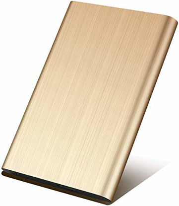 Picture of External Hard Drive 2TB Ultra-Thin Hard Drive USB3.0 Portable Hard Drive 2000GB Compatible PC Notebook Desktop (2TB, Golden)
