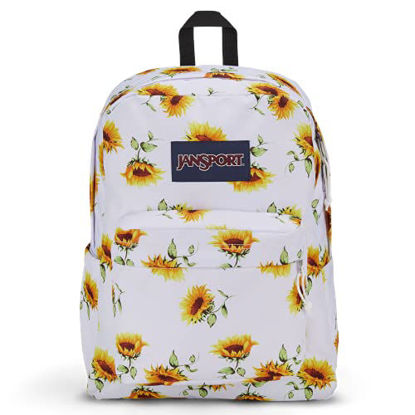 Picture of JanSport Superbreak Plus Backpack - School, Work, Travel, or Laptop Bookbag with Water Bottle Pocket, Sunflowers White