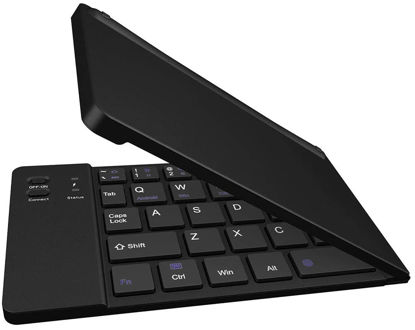 Picture of Wireless Bluetooth Keyboard Compatible with Samsung Galaxy Book 12-inch 128GB Plus Phone HolderStand - Ultra Slim Folding Rechargeable FullSize Keyboard!