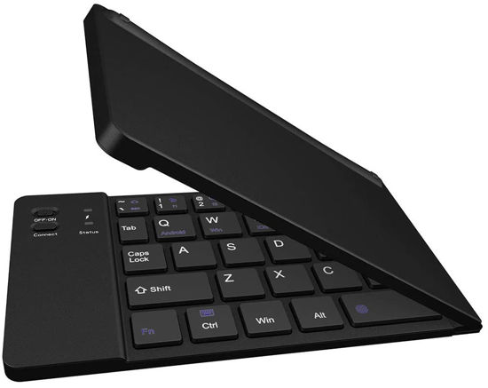 Picture of Wireless Bluetooth Keyboard Compatible with Samsung Galaxy S21/Ultra/Plus/S21+ 5G Plus Phone HolderStand - Ultra Slim Folding Rechargeable FullSize Keyboard!