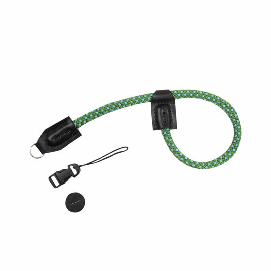 Picture of Foto&Tech Climbing Rope Camera Wrist Strap Quick Release US Made Compatible with Fuji X-T3 X-T20 X-T2 X-Pro2 Sony A6600 A6500 A6400 RX100VII Leica D-Lux 7 Ricoh GR III Canon G9 X Mark II (34cm, GR/BL)