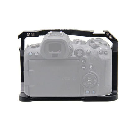 Picture of Foto4easy Cage for Canon EOS R5 R6 Camera with Quick Release 1/4" 3/8" Screw and Cold Shoe Expansion Microphone Monitor Fill Light