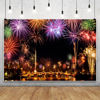 Picture of 10x8ft Vinyl XMJJKUF Happy New Year Backdrop Colorful Firework River Bridge Nightscape Background New Year Eve Party Portrait Photo Studio Props