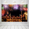 Picture of 10x8ft Vinyl XMJJKUF Happy New Year Backdrop Colorful Firework River Bridge Nightscape Background New Year Eve Party Portrait Photo Studio Props