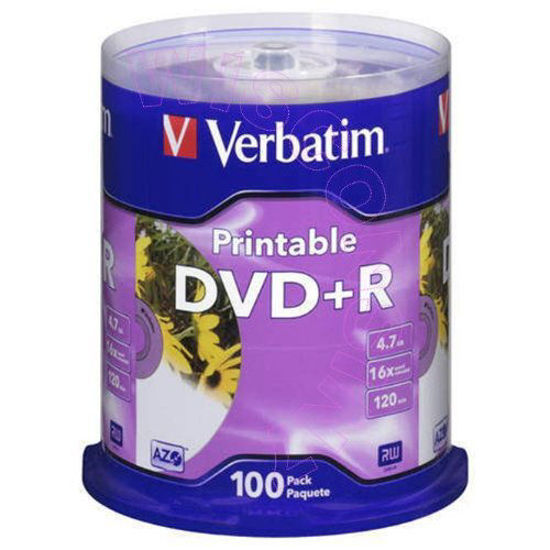 Picture of Verbatim 96575 Inkjet Printable 100 Disc Spindle 16X DVD+R White