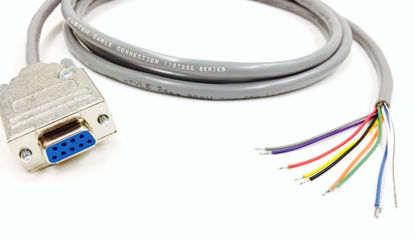 Picture of Custom Cable Connection 6 Foot DB9 Female to Blunt End RS232 Extension Serial Cable - 24 AWG with Grey PVC Jacket - Made in USA