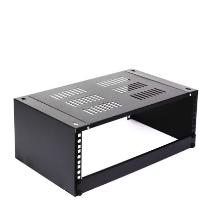 Picture of AEONS 4U Wall Mount Reinforced Bracket Network Rack Low Profile Vertical & Horizontal Mounting 19" Patch Panel Bracket for Shallow Server Switch IT Studio Equipment, Vented Top Shelf, Black