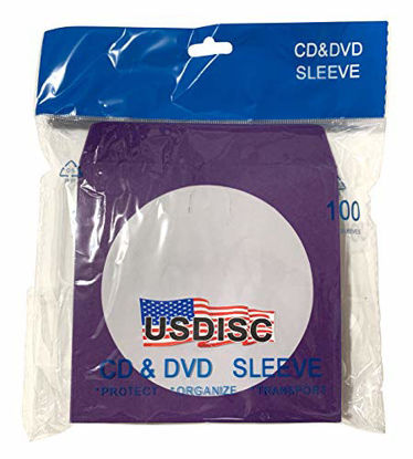 Picture of USDISC Paper Sleeves 100g Window, Flap, Purple, Pack of 1000