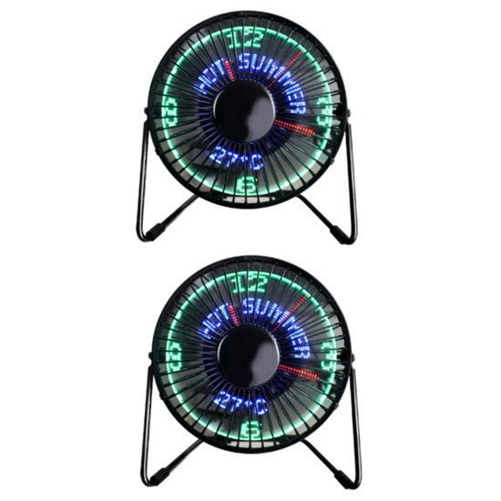 Picture of ABOOFAN 2pcs Desk Display Build Portable Clock Mini LED with Temperature USB Metal Calendar Cooling Message Home Small for Office Desktop and Fan in