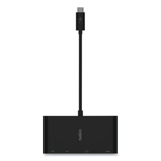 Picture of Belkin USB-C Multimedia Adapter, HDMI/Ethernet/USB-A/USB-C/VGA, 4.33", Black