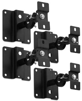 Picture of Mount-It! MI-SB03 Quad Low Profile Heavy Duty, Anti-Theft, Universal, Adjustable, Articulating, Hi-Fi Audio Media, 5.1 Channel Surround Sound, Satellite Speaker Ceiling and Wall Mount Brackets, Black,4 PCS