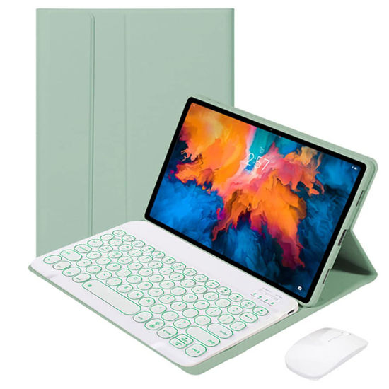 Picture of QYiD Keyboard Case for Lenovo Tab M10 FHD Plus 10.3 Inch (TB-X606F / TB-X606X), Slim Shell Keyboard Case Cute Round Key 7 Color Backlight Keyboard & Mouse for Lenovo Tab M10 Plus 10.3", Green