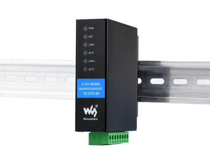Picture of 2-Ch RS485 to Ethernet Converter Industrial Isolated Serial Server, 2-Ch RS485 Independent Operation, Dual RJ45 Ethernet Ports, Modbus Gateway MQTT Gateway JSON Support, Rail-mount Metal Case