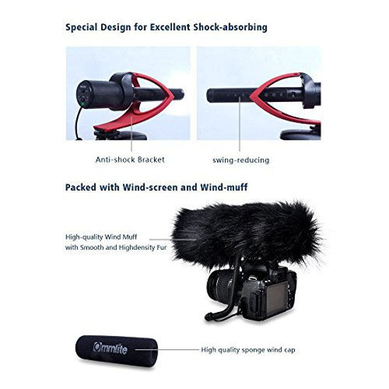 Picture of Comica CVM-V30 Shotgun Camera Microphone Super-Cardioid Directional Condenser Photography Interview Lightweight Video Microphone for Nikon DSLR and Fit 3.5mm Port Canon Cameras(Red)