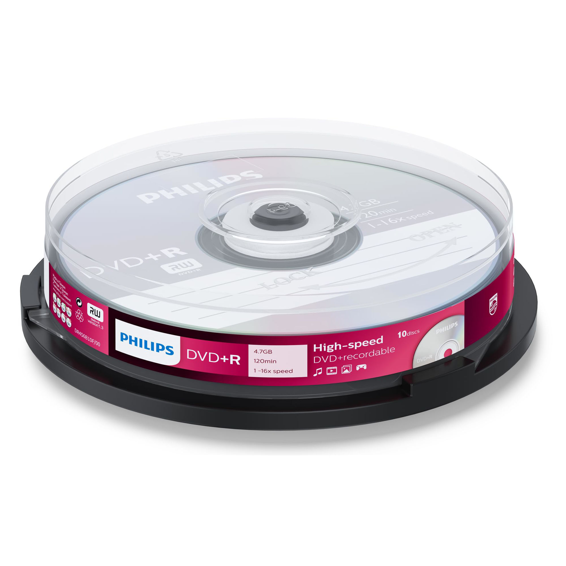 GetUSCart- Philips DVD+R DR4S6B10F/00 - Blank DVDs (4.7 GB, 120 min, DVD+R)