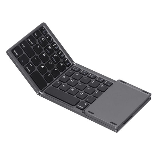 Picture of EBTOOLS Portable Bluetooth Keyboard, USB Wired/Bluetooth 3.0 Dual‑Mode Foldable Keyboard with TouchPad, Suitable for iOS/Windows/Android Systems(Black)