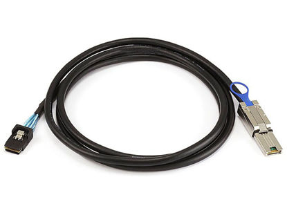 Picture of Monoprice 2m 28AWG External Mini SAS 26pin (SFF-8088) Male to Internal Mini SAS 36pin (SFF-8087) Male Cable - Black