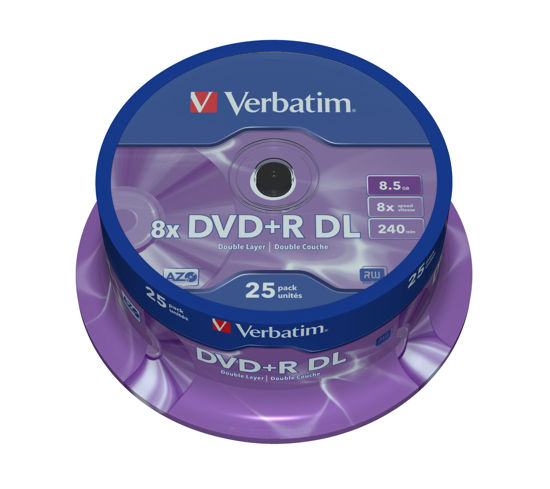 Picture of Verbatim 43757 DVD+R 8X DL Matt Silver 25 Pack