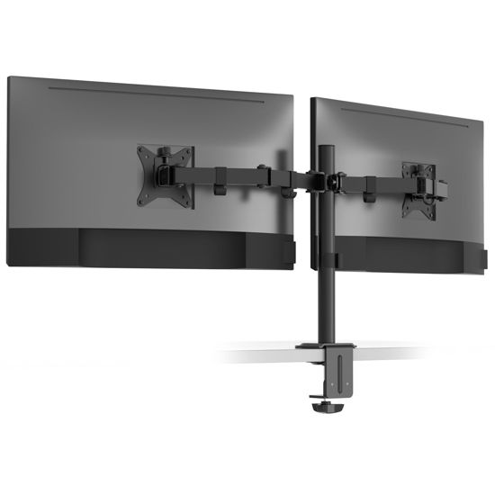 Picture of Desky Eco Dual Monitor Stand for Desk - Adjustable Dual Monitor Mount - Up to 32'' Dual Monitor Arm Desk Mount - Double Monitor Stand for 2 Monitors - VESA Mount Compatible Monitor Arms - Black Steel