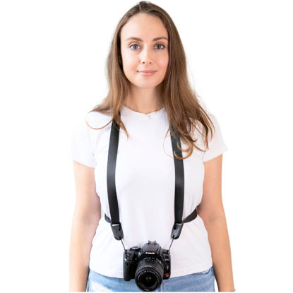 Picture of Camstrap Voyager - Ultra-Light Hands-Free Camera and Binocular Strap Compatible with Canon, Nikon, Sony and DSLR SLR Cameras-Black, Ideal for Travel, Hiking, Walking, and Outdoor Sports