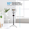 Picture of iDance LED Ring Light with Cell Phone Holder, 10", USB Powered with Bluetooth Remote Control and Foldable Adjustable Tripod Stand, Selfie, Makeup Ring Light with Universal iPad Mini Holder