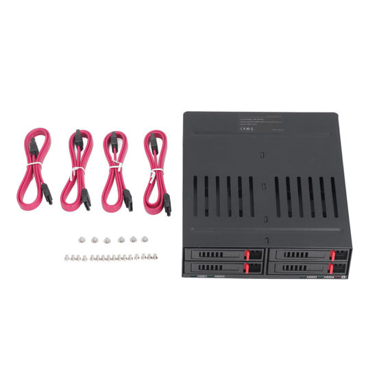 Picture of ASHATA 4 Bay HDD Cage, Chassis 5.25in Drive Tray 4 Bay HDD Enclosure, 2.5in SATA HDD Mobile Rack Compatible 9.5mm 12.5mm Thick Bottom Hard Drives SSDs