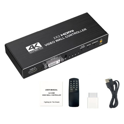 Picture of TECKEEN Video Wall Controller 4K Matrix 2x2 Video Wall Processor 1X2 1X4 1X3 2X1 3x1 4X1, Support HDMI and DVI Input and 4 HDMI Output Multi-Screen Splicing Display Controller with Remote Control